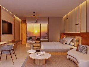 Espaciosa recámara con vista el mar en departamento en venta en St Regis Cancún